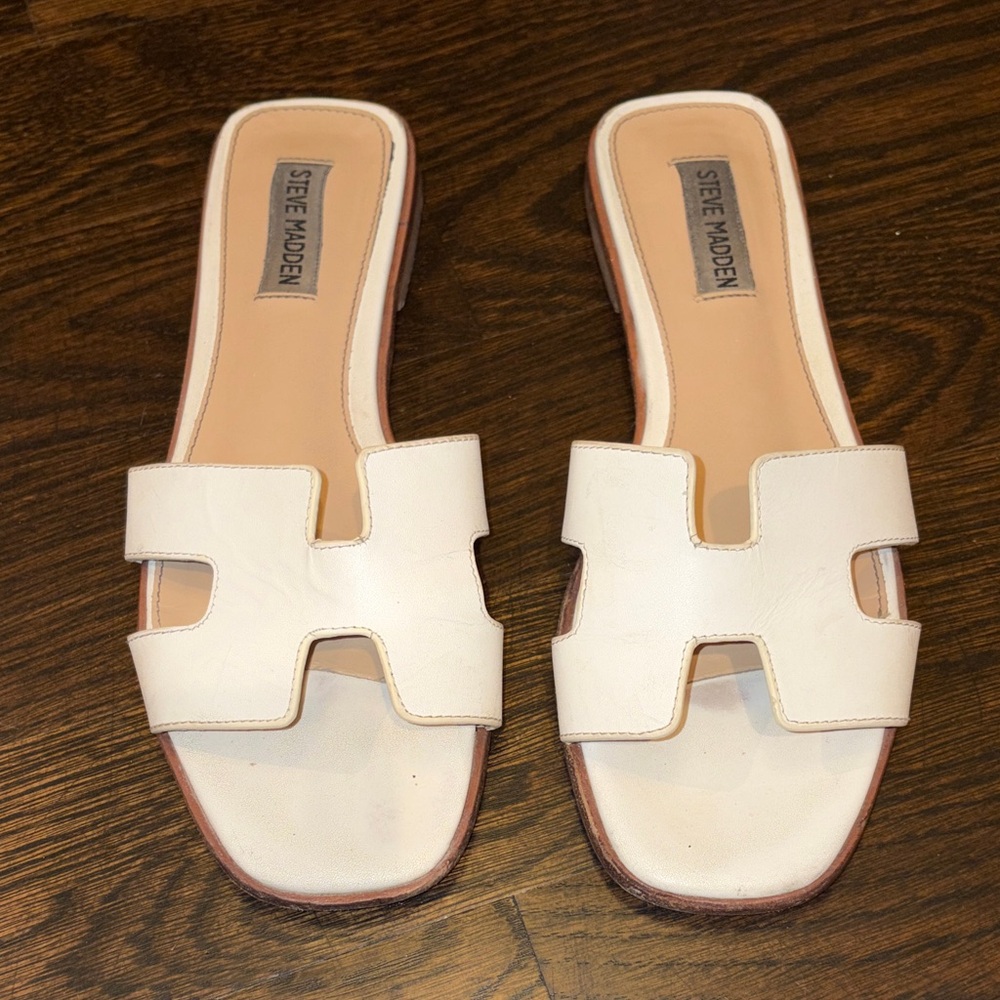 Steve Madden Cream Slide Sandals